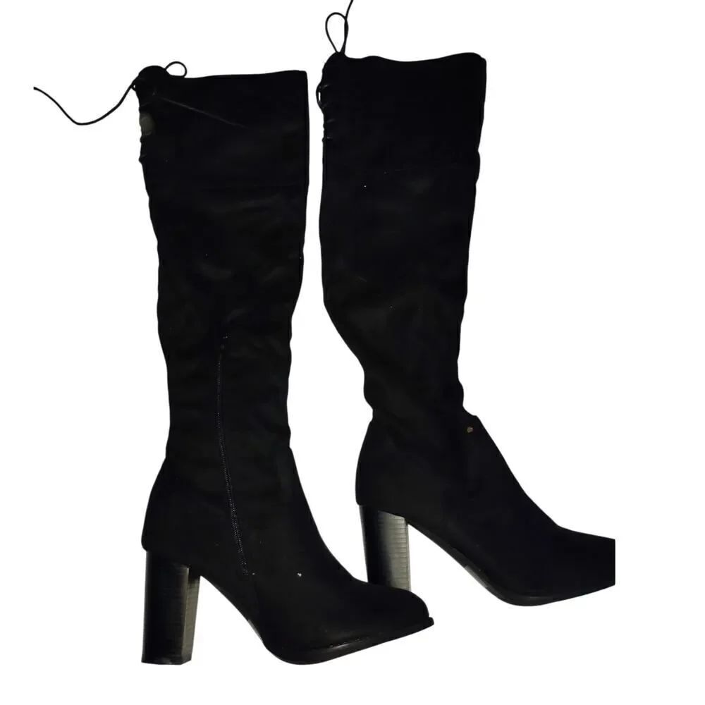 Charlotte Russe Womens NEW w/Tags & Box Black Suede Over the Knee Boots - sz. 9